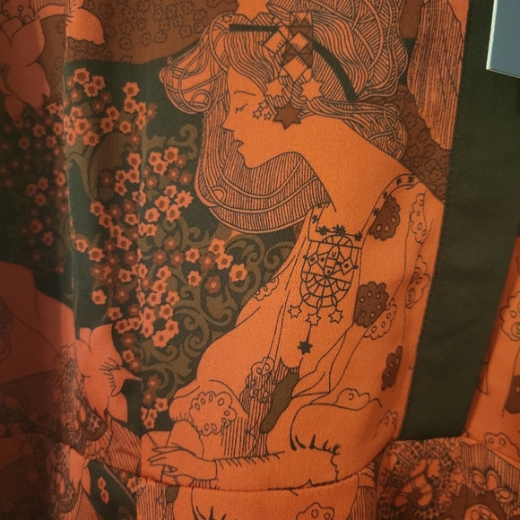 Modcloth Womens Plus Size Retro Dark Romance Asian Artsy A-line Dress. Size 14 - Picture 6 of 12